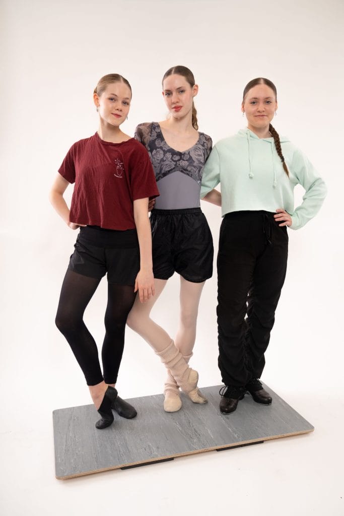 three dancers on a Portable Tap Board
