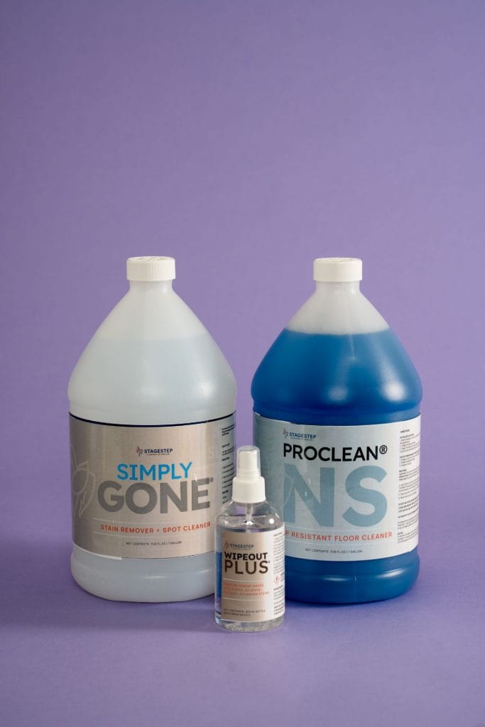 standard dance floor cleaning kit including proclean ns, wipeout plus and simplygone