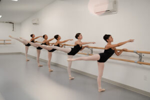 more dancers on wall mounted ballet barres