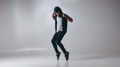 man dancing on toes