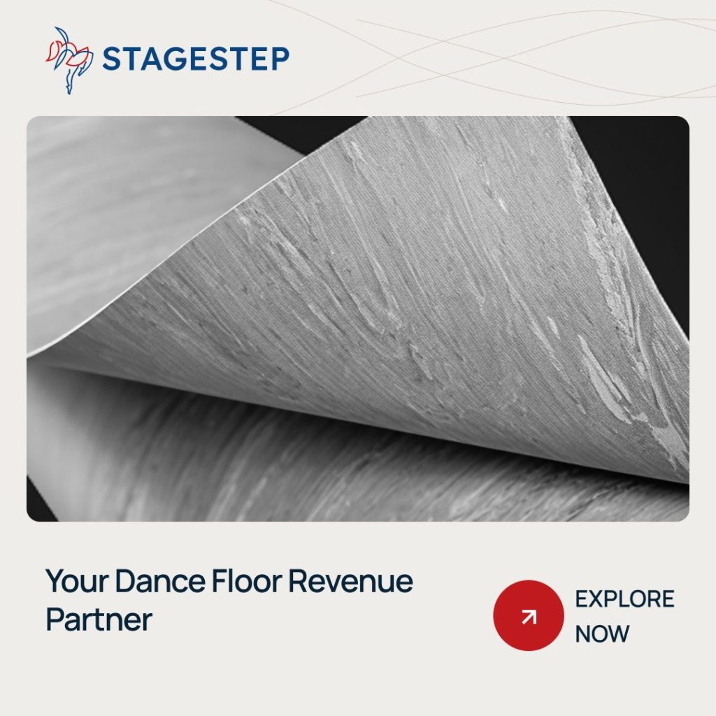 Stagestep flooring close-up promoting surfaces that support increased dance studio revenue.